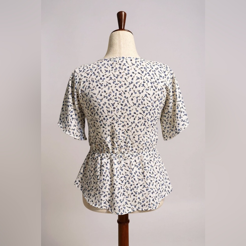 Sienna Sky Blue and White Wrap Blouse - Size S - Picture 8 of 10